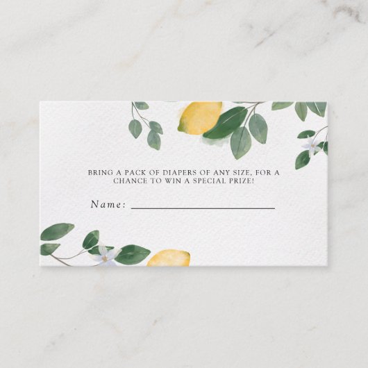 Botanischer Lemon-Babydusche-Windeln-Windeln Begleitkarte (Vorderseite)