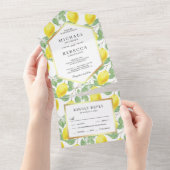 Botanischer Lemon Hochzeit im Grünen All In One Einladung (Abreißen)