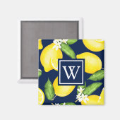 Botanischer Lemon Navy Blue Magnet (Vorderseite/Rückseite)