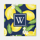 Botanischer Lemon Navy Blue Magnet (Vorne)