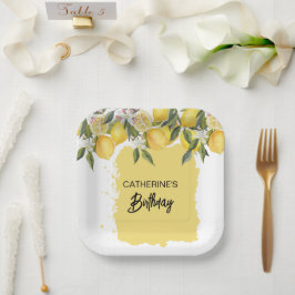 Botanischer Lemon Sommer Geburtstag Pappteller