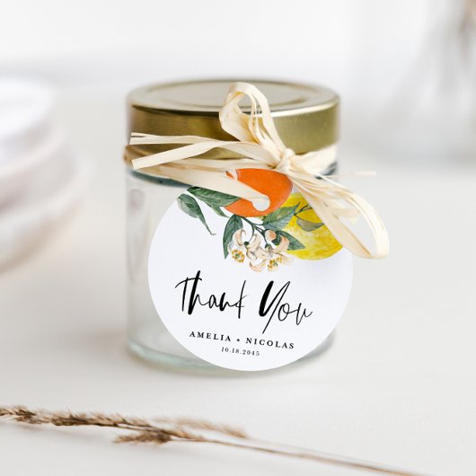 Botanischer Lemon und Orange Wedding Vielen Dank Geschenkanhänger