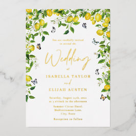 Botanischer Lemon Wedding Gold Folieneinladung