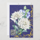 Botanischer lila Blue Pink Gold Wirbel Einladung (Rückseite)