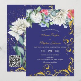 Botanischer lila Blue Pink Gold Wirbel Einladung