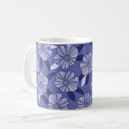 Botanischer Lila Blumenstrauß Kaffeetasse (Vorderseite Links)