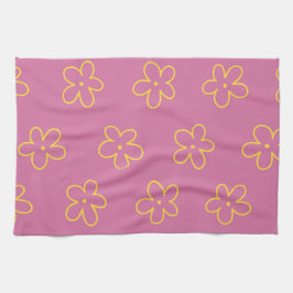 Botanischer lila Gelbtropischer Blütenfrühling Geschirrtuch