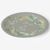Botanischer Look! Hochzeit von Personalisierten Te Pappteller (Schrägansicht)