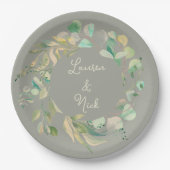 Botanischer Look! Hochzeit von Personalisierten Te Pappteller (Vorderseite)