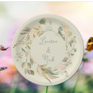 Botanischer Look! Hochzeit von Personalisierten Te Pappteller