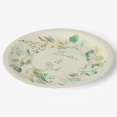 Botanischer Look! Hochzeit von Personalisierten Te Pappteller (Schrägansicht)