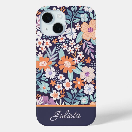 Botanischer Lush Floral Muster Name Case-Mate iPhone Hülle (Rückseite)