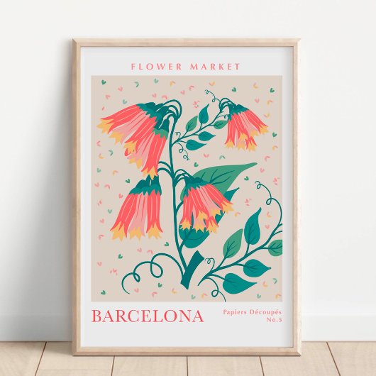 Botanischer Markt für Blumen Barcelona Poster