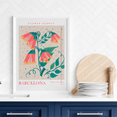 Botanischer Markt für Blumen Barcelona Poster