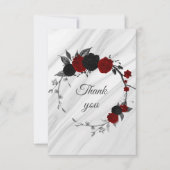 Botanischer Marmor aus schwarzem und rotem Blume Dankeskarte (Vorderseite)