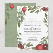 Botanischer Marmor Boho Greenery Wedding Burgundy Einladung (Vorne/Hinten)