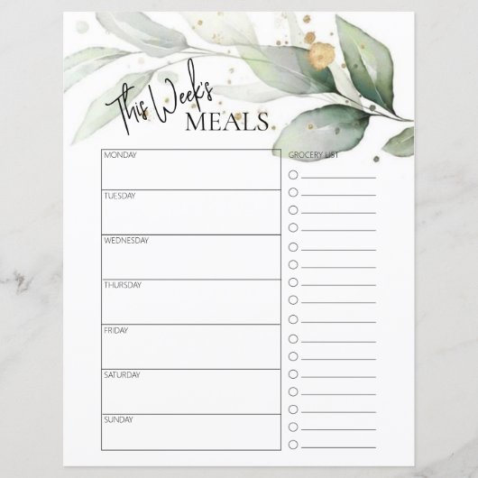 Botanischer Minimal-Script-Text wöchentlich Essens (Vorderseite)
