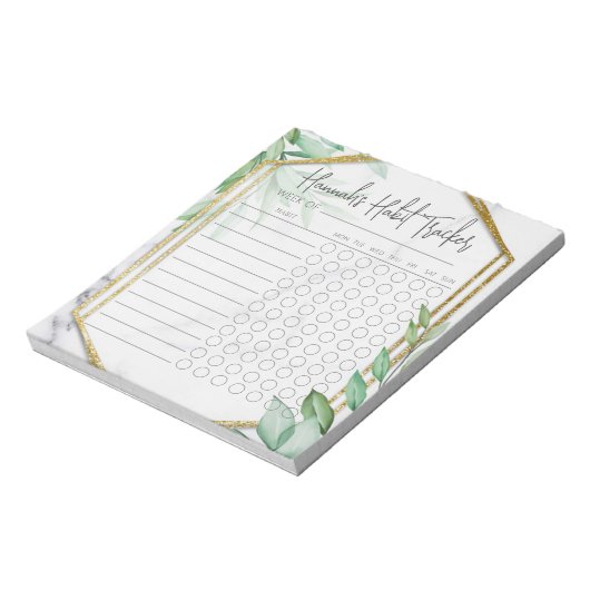 Botanischer Minimaler Script-Habit-Tracker Notepad Notizblock (Rotiert)
