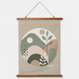 Botanischer Minimalismus Holzdeckelwand Wandteppich Mit Holzrahmen