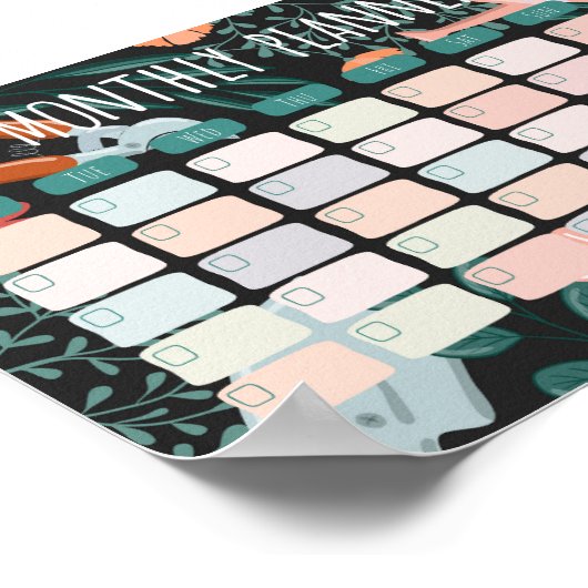 Botanischer Monatsplaner Vorlage Poster (Ecke)