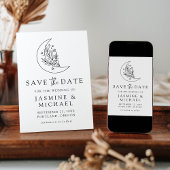 Botanischer Mondfisch und Sterne Hochzeit Save The Date