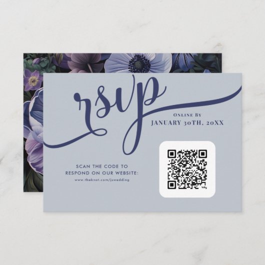 Botanischer Mondlicht | Gothic Floral Wedding RSVP Karte (Vorne/Hinten)