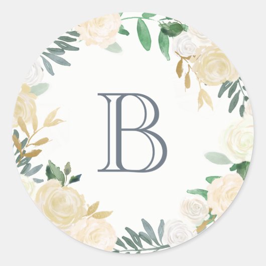 Botanischer Monogramm-Aufkleber Runder Aufkleber (Vorderseite)