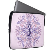 Botanischer Monogramm-Cogagecore boho blumenrosa Laptopschutzhülle (Vorne Rechts)
