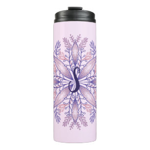 Botanischer Monogramm-Cogagecore boho blumenrosa Thermosbecher