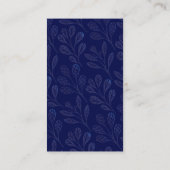 Botanischer Monogramm-Kranz der Navy Blue Floral Visitenkarte (Rückseite)