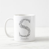 Botanischer Monogramm-Schwarz-weißer Brief Kaffeetasse (Links)