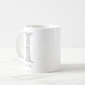 Botanischer Monogramm-Schwarz-weißer Floral-Brief  Kaffeetasse (Vorderseite Links)