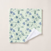Botanischer Moosdruck in blau und hellgrün im Bad Badhandtuch Set (Waschlappen)
