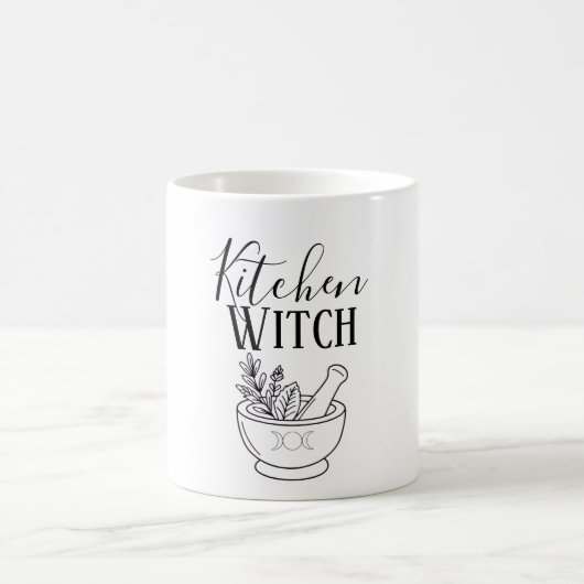 Botanischer Mörser & Stößel Küchenhexe Kaffeetasse (Mittel)