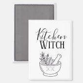 Botanischer Mörser & Stößel Küchenhexe Magnet (Vorderseite/Rückseite)