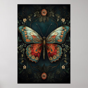 Botanischer Motten-Kunstdruck, Moody Academia Poster