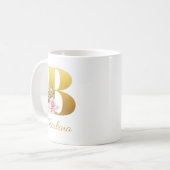 Botanischer Name der Floral Monogramm Initial B Cu Kaffeetasse (Vorderseite Links)