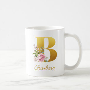 Botanischer Name der Floral Monogramm Initial B Cu Kaffeetasse