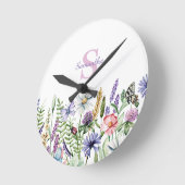 Botanischer Name Monogram floral Runde Wanduhr (Winkel)