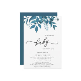 Botanischer Navy Blue | Script Winter Baby Dusche Einladung