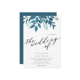 Botanischer Navy Blue | Script Winter Wedding Einladung