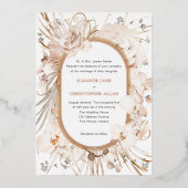 Botanischer, neutraler Aquarellgarten Hochzeit Folieneinladung (Vorderseite)