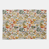 Botanischer Niederwald Mitte des Jahrhunderts Geschirrtuch (Horizontal)