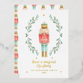 Botanischer Nutcracker-Wasserfarbe niedlich Folien Feiertagskarte