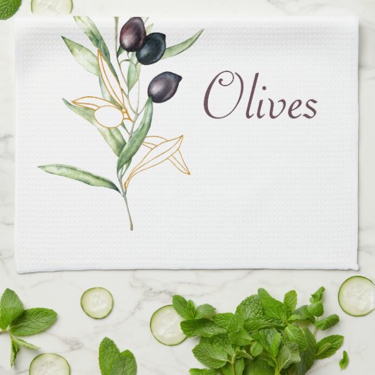 Botanischer Olive Branch Badetuch Geschirrtuch (Gefaltet)
