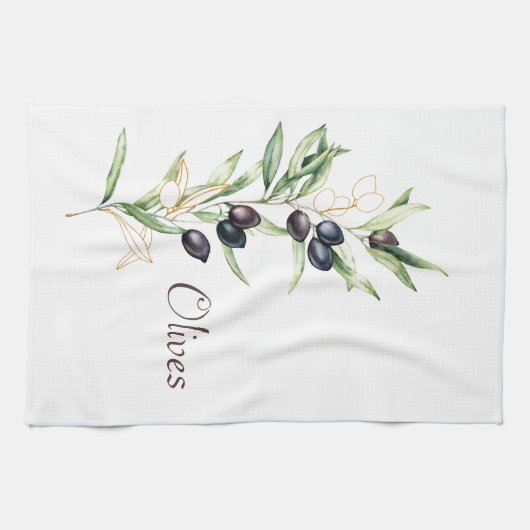 Botanischer Olive Branch Badetuch Geschirrtuch (Horizontal)