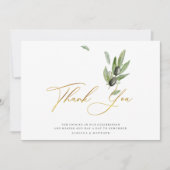 Botanischer Olivenzweig Hochzeit der Kalligraphie Dankeskarte (Vorderseite)