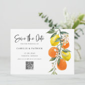 Botanischer Orange- und Lemon-QR-Code Save the Dat Date (Stehend Vorderseite)