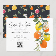 Botanischer Orange- und Lemon-QR-Code Save the Dat