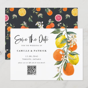 Botanischer Orange- und Lemon-QR-Code Save the Dat Date